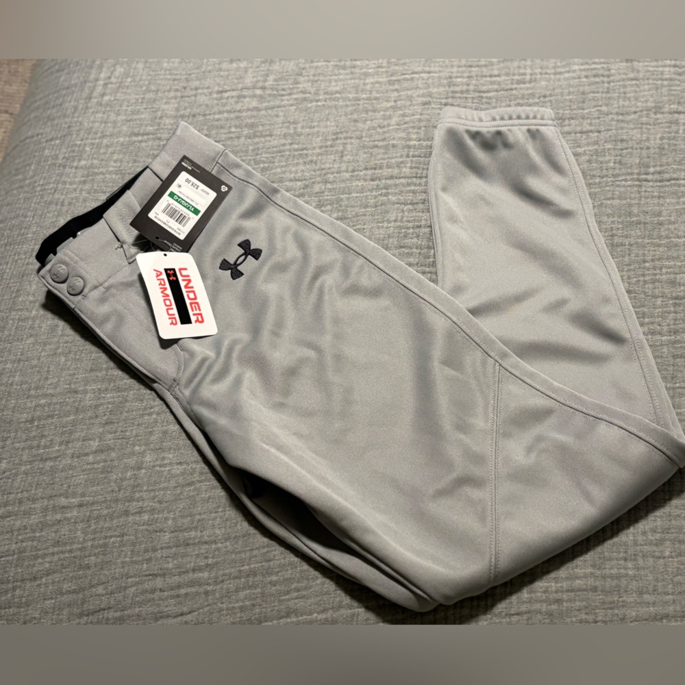 Boys Youth Large Under Armor Gray Baseball Pant/Short w/Cuffed bottom